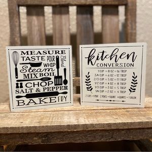 Farmhouse Decor For Tier Trays, Kitchen Conversion Sign & Cooking Utensils Sign